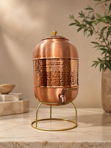 Distributeur de boissons en cuivre avec couvercle décoratif martelé et robinet – Serveur de boissons traditionnel pour la maison, les restaurants, les hôtels et les événements - Product Image 4