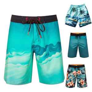 Shorts de plage imprimés pour hommes, extensibles, séchage rapide, tissu polyester et élasthanne, en stock, shorts de sport, fitness, skate, surf - Product Image 1