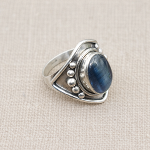 925 Sterling Silver Blue Kyanite Statement <b>Ring</b> for Women Vintage <b>Boho</b> Gemstone Rose Gold & Yellow Gold Plated Handmade Jewelry - Product Image 3