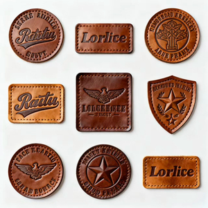 Étiquettes en cuir véritable personnalisées avec logo en relief, patchs en cuir gaufré, étiquettes en cuir PU vintage cousues pour jeans, vestes, chapeaux, sacs - Product Image 1
