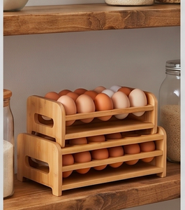 Étagère de rangement rectangulaire en bambou à un seul niveau, empilable, design minimaliste pour le rangement des articles de salle de bain - Product Image 6