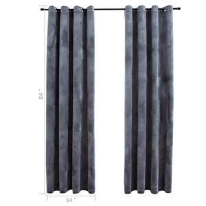 Cortinas Opacas de Terciopelo Antracita de 54"x84" con Anillas, Juego de 2 Piezas - Product Image 6