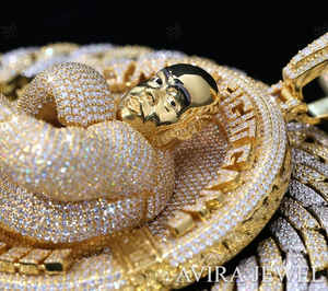 จี้เพชรโมอิสซาไนต์ทรงฮิปฮอป ดีไซน์สำหรับทั้งชายและหญิง ชุบทองคำสีเหลืองกุหลาบบนเงินแท้ 925 - Product Image 2