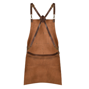 Delantal de Trabajo de Cuero Genuino Marrón Unisex Resistente a la Abrasión con Múltiples Bolsillos y Detección de Agujas - Product Image 2