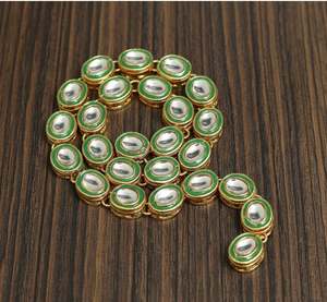 Perle connectrice ovale en alliage plaqué or 18 carats avec cristal Meena Kaari doré, 11x13mm, pour la fabrication de bijoux et composants de colliers, vente en gros - Product Image 2