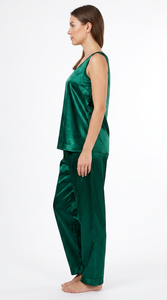 Conjunto de Pijama Informal de Satén para Mujer, con Cintura Elástica, Sin Mangas, Elegante, para Primavera, Verano y Otoño - Product Image 4
