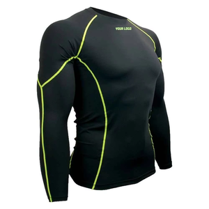 Men's Quick Dry Stretch Fitness Undershirt Long Half Sleeve Rash Guard Sublimated <b>Compression</b> Short Sleeves Swim Wear Fabric - Product Image 3