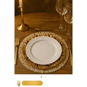 Nouvelle Assiette de Présentation Ronde en Métal Doré Brillant, Style Nordique, Vente en Gros, pour Servir les Plats - Product Image 4
