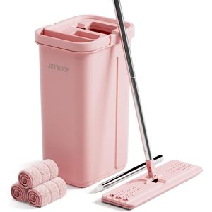 Secchio per Mop Rosa con Set di Strizzatori e 3 Panni in Microfibra Riutilizzabili, Sistema di Autopulizia Senza Mani per Uso Domestico - Product Image 1