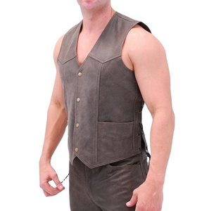 New Arrival Men's Black Leather Vests Custom Design Printed Breathable Zipper Leather Vest for Winter Leather Vests Wth OEM - Product Image 5
