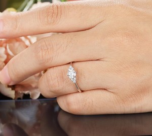 Round Cut Moissanite 925 Sterling <b>Silver</b> Luxury Engagement <b>Ring</b> Classic <b>Solitaire</b> Dainty Minimalist Wedding Promise Party <b>Ring</b> - Product Image 2