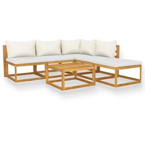 Conjunto de Muebles de Jardín Modulares Medianos de Madera Maciza de Acacia Color Crema - Product Image 2