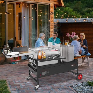 Cocina de gas propano de 2 quemadores con paleta agitadora de acero inoxidable para cocinar mariscos al aire libre en el patio trasero. - Product Image 6