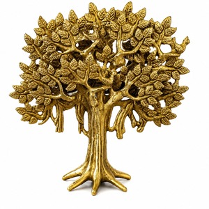 Statue décorative SHUBHAM en laiton, style Art déco, faite à la main, motif feuille d'arbre de vie, pour table, salon, décoration intérieure - Product Image 4