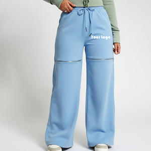 Pantalones Deportivos Personalizados de Felpa 100% Algodón, con Paneles Delanteros con Cierre, Corte Holgado, Pierna Recta, Cintura Elástica - Product Image 1
