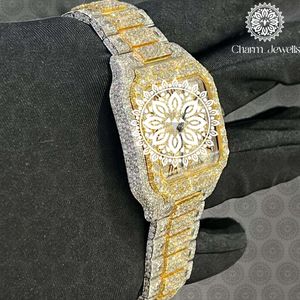 Charma Jewells Luxury Women's Square Quartz <b>Watch</b> Yellow Gold Case 38mm Sapphire Dial Analog Fashion Bracelet Folding Clasp - Product Image 2