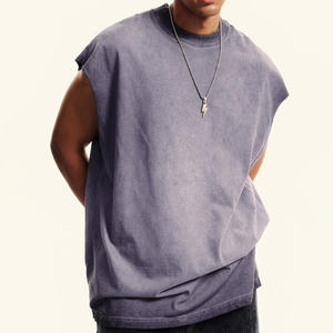 เสื้อกล้ามโอเวอร์ไซส์ทรงหลวมจากโรงงาน OEM ผ้าหนัก 260 กรัม สไตล์ฮิปฮอป ลุค Dirty Washed สำหรับผู้ชาย - Product Image 3