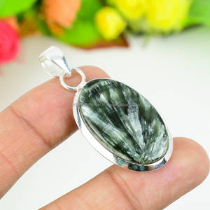 Joyería de serafinita de Venta caliente, colgante de plata de ley 925, colgante de piedras preciosas, colgante hecho a mano, colgante de declaración, joyería de plata - Product Image 6