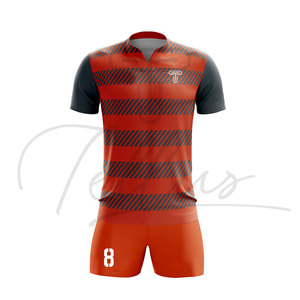 Ensemble d'uniformes de rugby confortables multicolores de haute qualité unisexes à manches courtes avec logo personnalisé, séchage rapide et respirant - Product Image 3