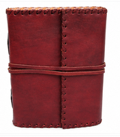 Carnet de notes vintage en cuir véritable, rouge rustique, cousu main, avec sangle de fermeture, pour écrire, cadeau de voyage