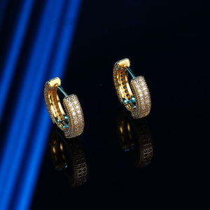 Round Cut Moissanite Diamond Hoop Earrings 925 <b>Silver</b> Iced Out Hoop Earrings Luxury Sparkling Jewelry Gift for Women - Product Image 4