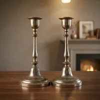 Chandeliers vintage en argent plaqué, porte-bougies en laiton antique, support de bougie conique classique, décoration de table pour la maison et les mariages