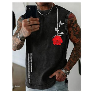 Débardeurs graphiques pour hommes, t-shirts sans manches délavés, style vintage en coton, streetwear décontracté, légers, tendance - Product Image 3