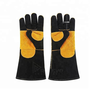 Gants de soudage en cuir souple personnalisés, résistants à la chaleur, gants de travail de sécurité robustes avec protection longue manchette, vente en gros - Product Image 3
