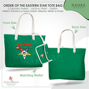 Bolso Tote Impermeable de Poliéster Codura Personalizado Green Eastern Star (OES) para Ex-Maternas, con Cierre de Cremallera y Bordado, para Todas las Estaciones - Product Image 2