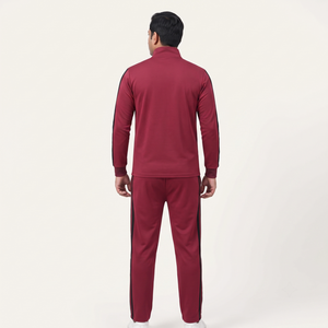 Custom 1/4 <b>Zip</b> Midweight Men's Tracksuit 100% Polyester Contrast Stripes Drawstring Closure Quick Dry Full-Length <b>Side</b> Pockets - Product Image 2