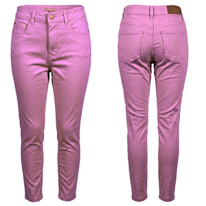 Jean décontracté pour femme, taille mi-haute, cinq poches, coupe droite, teint en pièce, lavable, respirant, longueur intégrale, 7,08 oz, Printemps-Été - Product Image 3