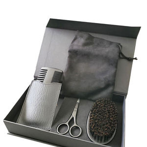 Kit de soin et de toilettage de la barbe, brosse à barbe, peignes en bois et brosse, ciseaux à moustache, coffret cadeau pour hommes - Product Image 2