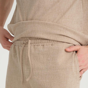 Conjunto de Traje Casual de 2 Piezas para Hombre, Primavera-Verano, Unisex, Tejido Sólido 100% Algodón, Secado Rápido, Corte Holgado, Manga Corta 2026 - Product Image 6