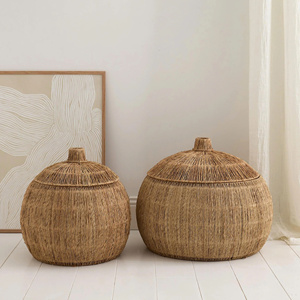 Handmade Seagrass <b>Basket</b> Decorative <b>Storage</b> <b>Basket</b> For Living Room Bedroom Natural <b>Basket</b> For Home Styling - Product Image 5