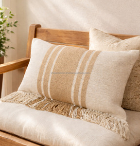 Beautiful Woven <b>Pillow</b> Sham Decorative Tassels Soft Fabric Durable Washable <b>Sofa</b> Bed Throw Woven Cushion Cover with Zipper - Product Image 5