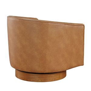 Poltrona Girevole Maisy con Seduta in Ecopelle e Base in Legno, Elegante Sedia da Soggiorno - Product Image 5