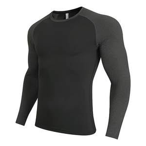 Vente en gros de rashguards à manches longues pour hommes avec logo personnalisé, compression, UPF50+, respirant, séchage rapide, fitness, gym, spandex, polyester, automne - Product Image 4