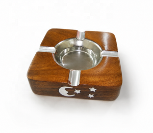 Cenicero de Madera de Lujo Hecho a Mano con Inserto de Metal, Cenicero Cuadrado Premium para Cigarros y Cigarrillos, para Decoración del Hogar, Oficina y Salón - Product Image 1