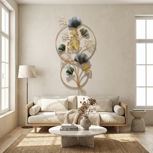 งานศิลปะติดผนังรูปใบแปะก๊วยหลากสีสันสไตล์โมเดิร์นมินิมอล ดีไซน์สีทองสวยงาม พร้อมปรับแต่งลวดลายได้ - Product Image 6