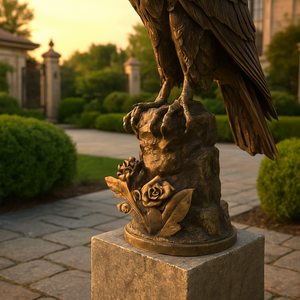 Escultura de Flor de Rosa de Hierro Forjado a Mano con Diseño de Águila, Decoración de Arte Metálico de Lujo para Hogar y Jardín, Estatua de Rosa con Acabado Antiguo, Regalo - Product Image 4