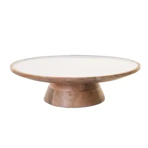 Customized Most Trendy Decorative made In India white/brown color Round Wooden Cake Stand For Hotel Birthday Party Decoration