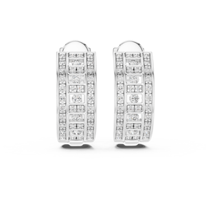 Aros de Diamantes Redondos Cultivados en Laboratorio para Mujer, Modernos, en Oro Blanco de 18 Quilates con Baño de Rodio, Certificados por IGI, 0.6CT, para Uso Diario y Eventos - Product Image 1