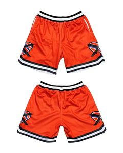 Shorts de basketball orange pour hommes avec logo frontal, taille mi-haute, cordon de serrage, élastique, maille respirante, décontracté - Product Image 3