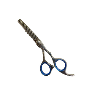 Stainless Steel Foldable Right-Handed Medium Handle <b>Thinning</b> Scissors Blue <b>Rings</b> Professional - Product Image 4