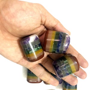 Pierre roulée 7 Chakras, pierre gemme polie multicouche arc-en-ciel, pierre de guérison en cristal en gros - Product Image 4