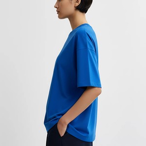 OEM New Fashionable Unique Design Ladies T-shirts Best Quality Breathable Oversized Drop Shoulder 100% Cotton Oneck Custom Logo - Product Image 3