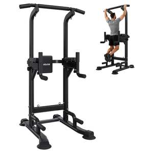 Station de musculation Power Tower avec barre de traction 330 LBS, base stable en forme de H, coussin dorsal réglable sur 12 niveaux, barre de traction autoportante - Product Image 1