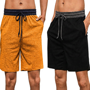 Shorts pour homme en coton 100% écologique, couleur unie, séchage rapide, taille élastique avec poches, vêtements décontractés gris noir - Product Image 4