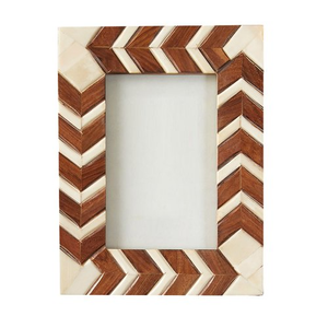 Marco de Fotos de Madera y Metal con Incrustaciones de Hueso, Diseño Indio, Hecho a Mano, Marco Único para Decoración de Mesa o Pared, Precio al por Mayor - Product Image 1