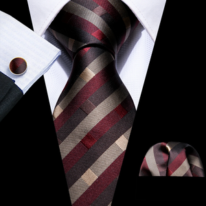 Conjunto de Corbata de Seda Ecológica Clásica con Pañuelo de Bolsillo y Gemelos para Hombres de Negocios - Product Image 1